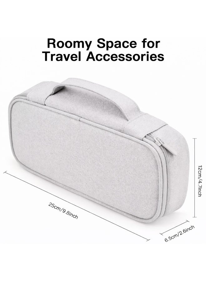 Electronics Travel Organizer Bag – Portable Carrying Case for Cables, Chargers, Cords, Power Banks & External Hard Drives (Light Gray) - Image 2